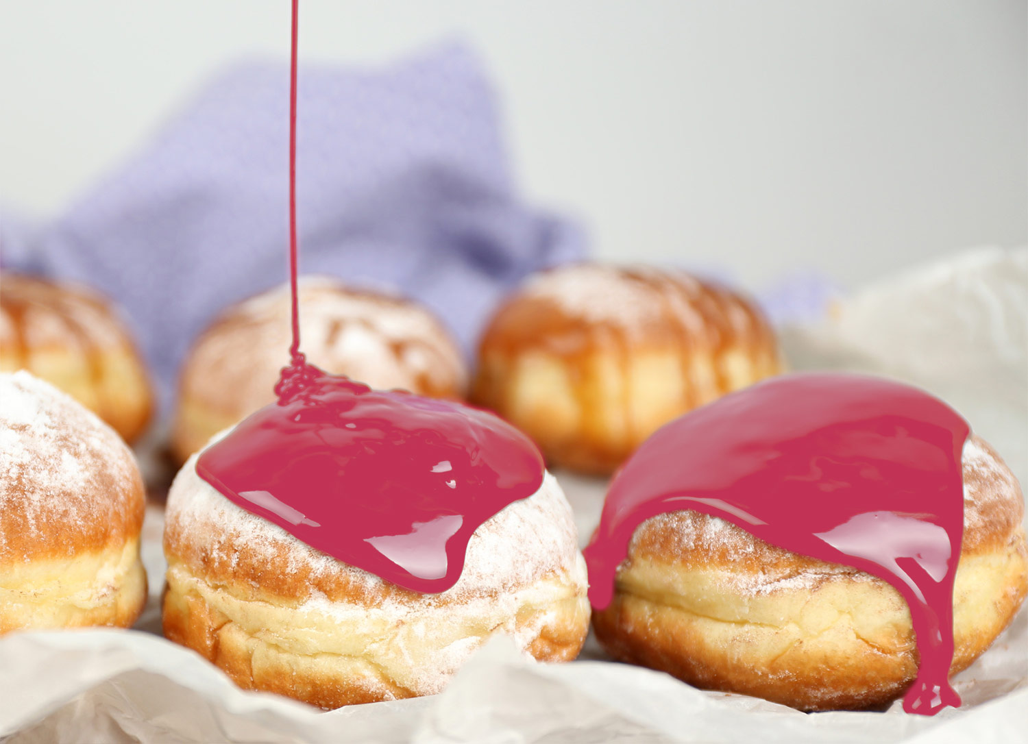 Almond Cake Donuts with Blackberry-Vanilla Glaze Almond Cake Donuts with Blackberry-Vanilla Glaze