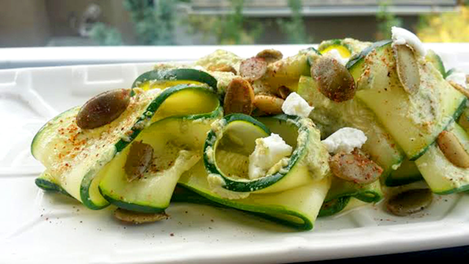 Raw Zucchini Ribbons with Pumpkin Seed Pesto Raw Zucchini Ribbons with Pumpkin Seed Pesto
